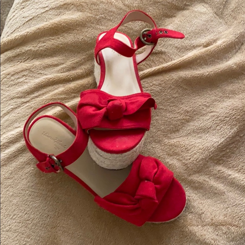 Red platform sandals